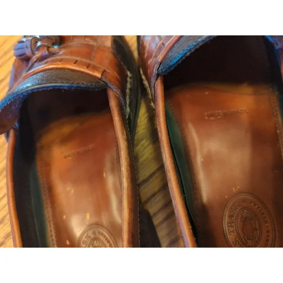 H.S. Trask Brown / Black Men's US 8M Brazil Leather Kiltie Tassel Loafers Shoes
